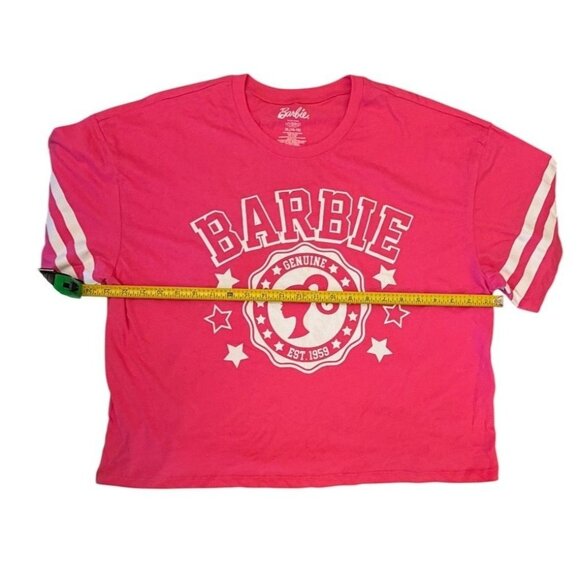 Barbie Pink Pajama Set With Striped Top & Printed Shorts XL 16-18 - Picture 5 of 10